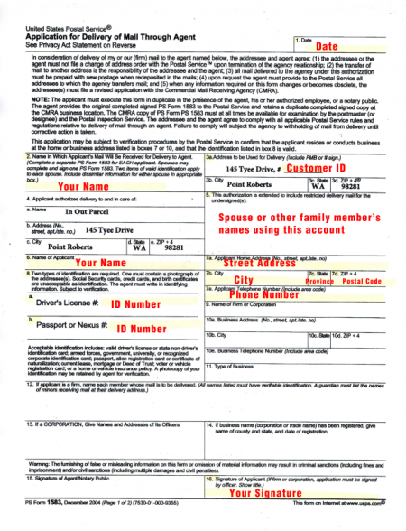 usps mail forwarding form 1583